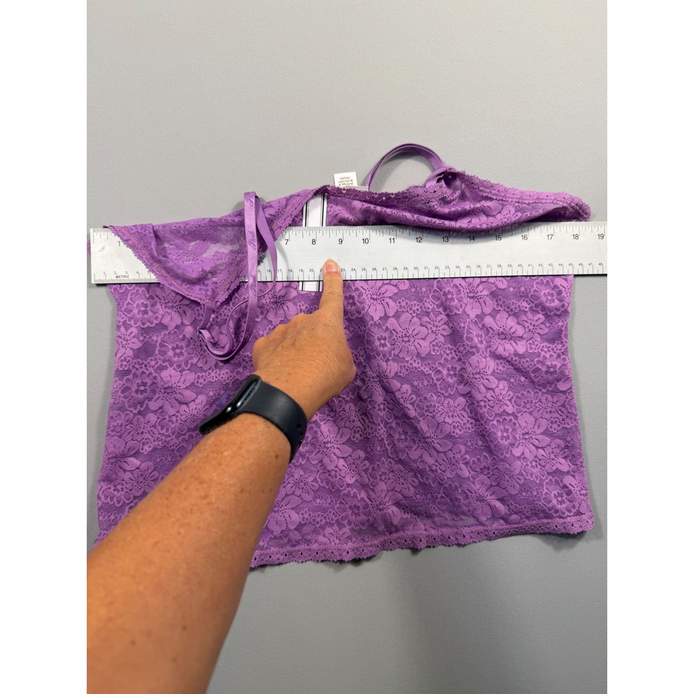 Victoria's Secret PINK Purple Floral Lace Camisole XXL Sheer Adjustable Strap - Picture 9 of 9